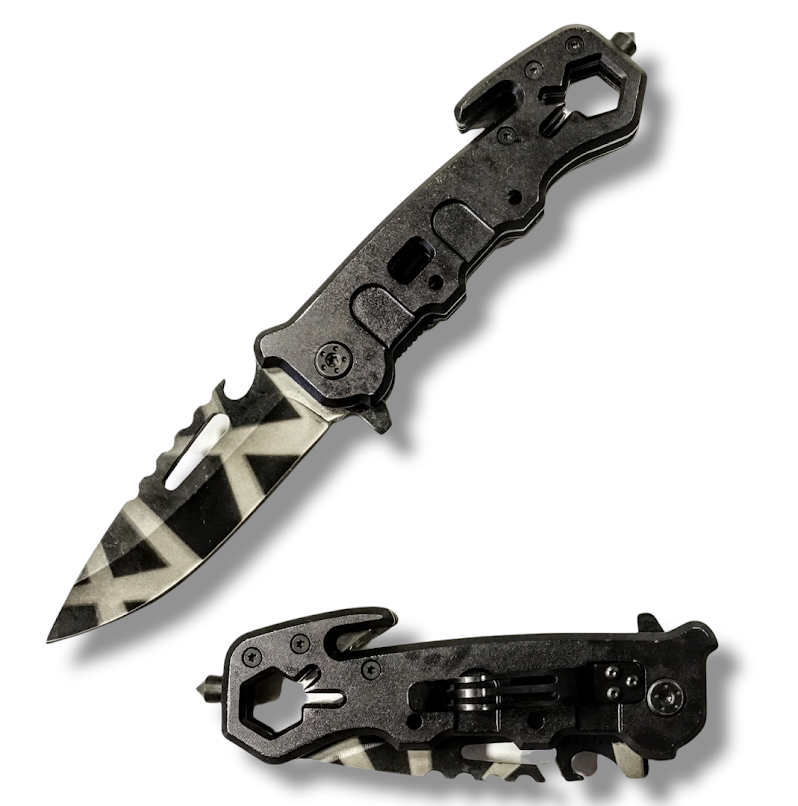 CUCHILLO INVENCIBLE ASISTIDO MULTIFUNCIONAL BLACK PARACHUTE AL79 ACERO - 3
