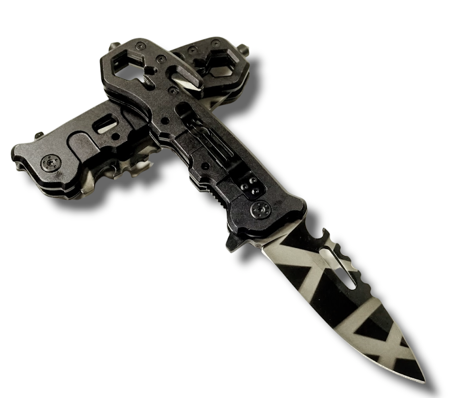 CUCHILLO INVENCIBLE ASISTIDO MULTIFUNCIONAL BLACK PARACHUTE AL79 ACERO - 4