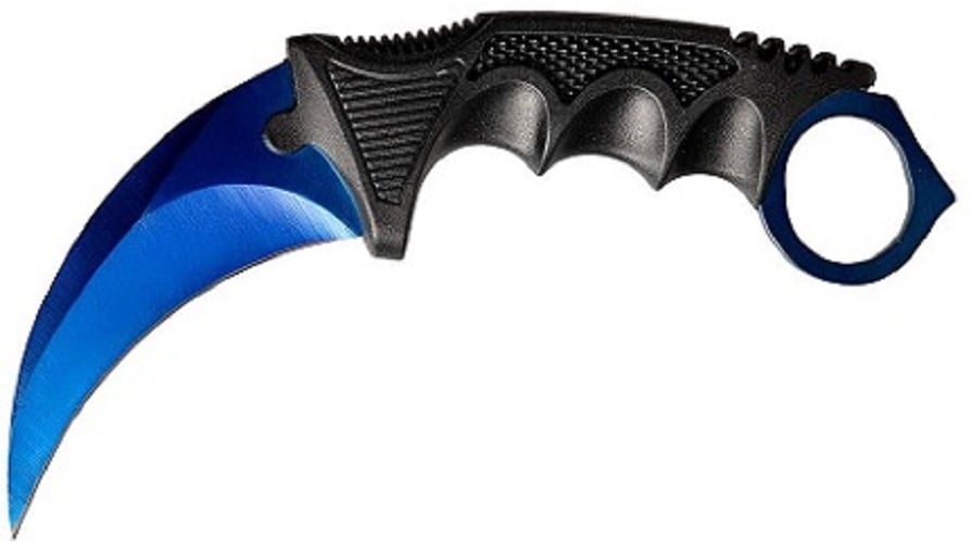 NAVAJA INVENCIBLE KARAMBIT OPS BLUE DEEP CON FILO Y FUNDA RÍGIDA AL02 ACERO - 4