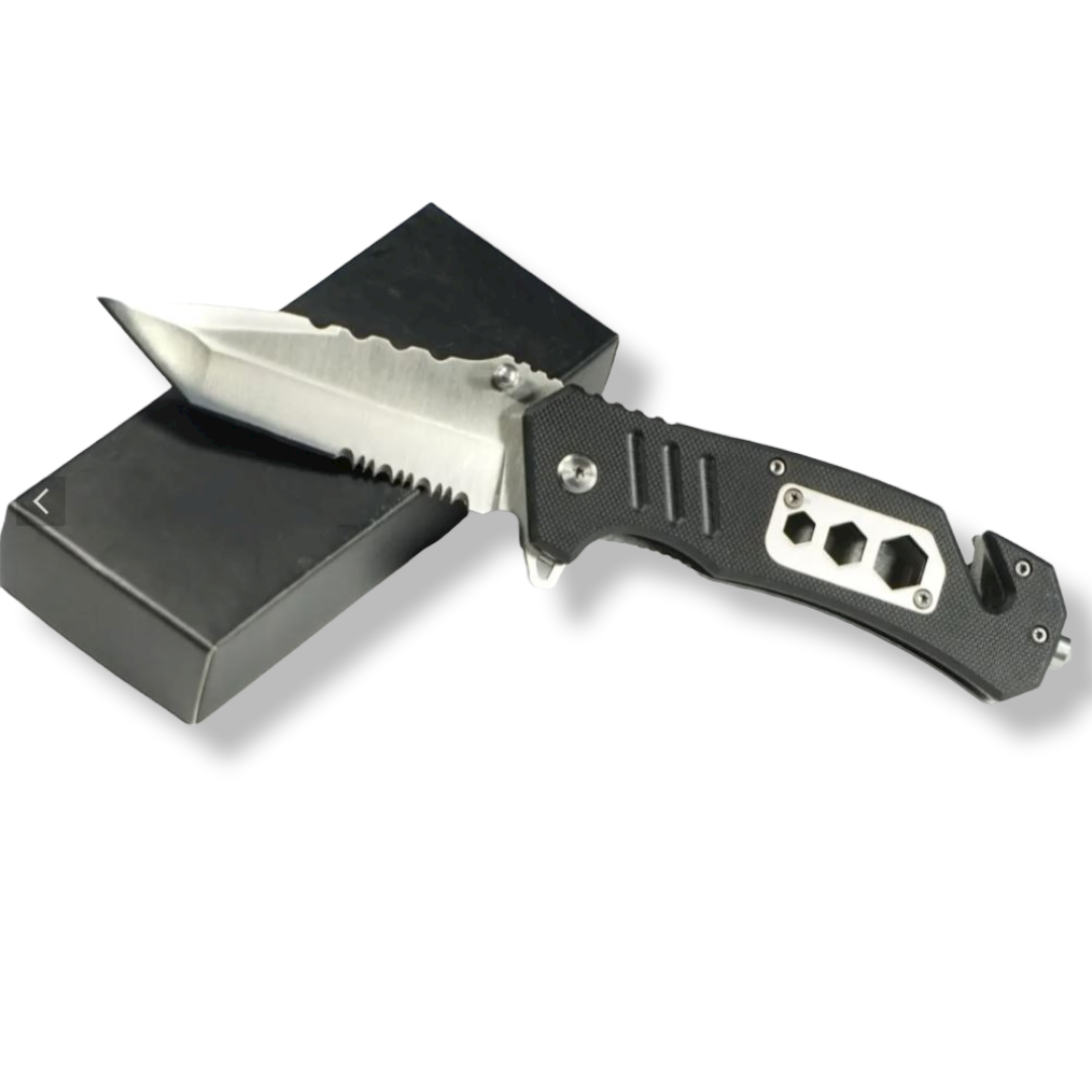 CUCHILLO INVENCIBLE NAVAJA TÁCTICA CAMPING BLACK DEMON AE86 ACERO - 1