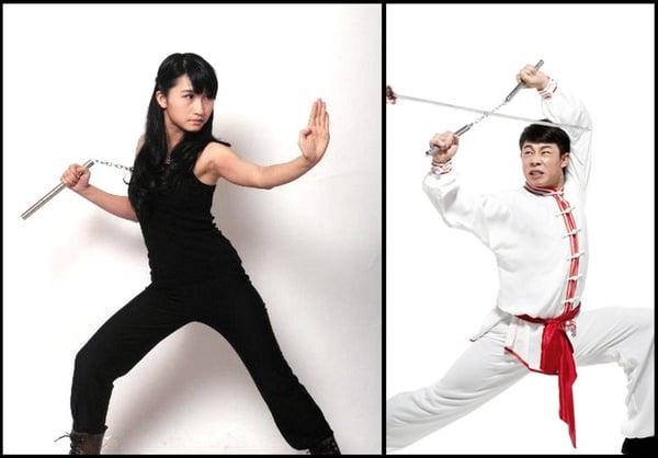 NUNCHAKU INVENCIBLE METÁLICO SE CONVIERTE EN BASTON DOBLE DEFENSA AH38 ACERO - 2