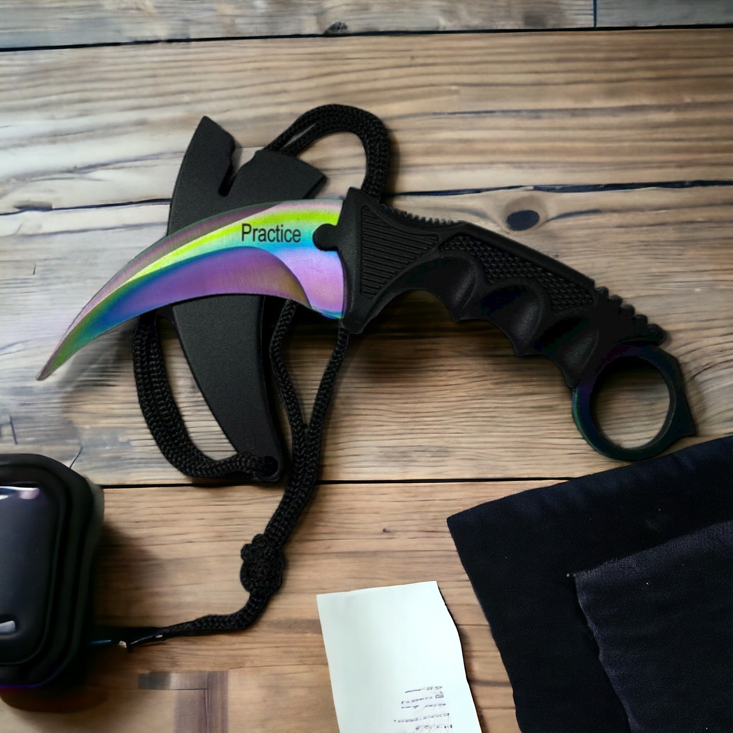 NAVAJA INVENCIBLE KARAMBIT ENTRENAMIENTO SIN FILO TORNASOL N70 ACERO - 2