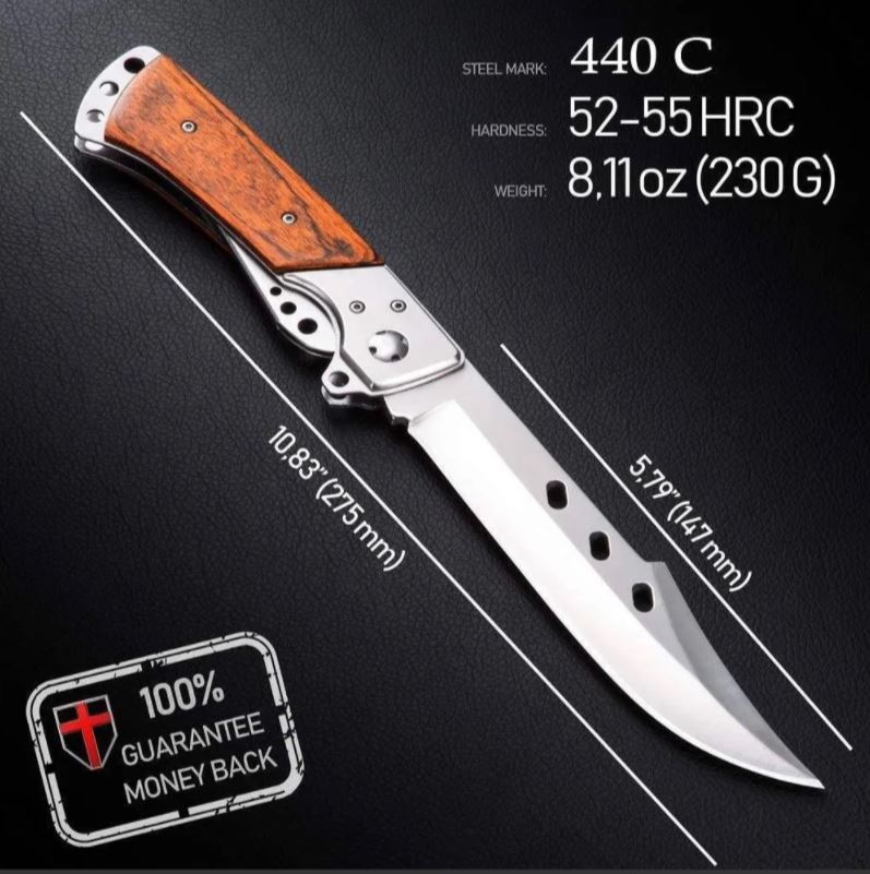 CUCHILLO INVENCIBLE PLEGABLE CAZA GRAND CAÑON MANGO PALISANDRO ACERO - 5