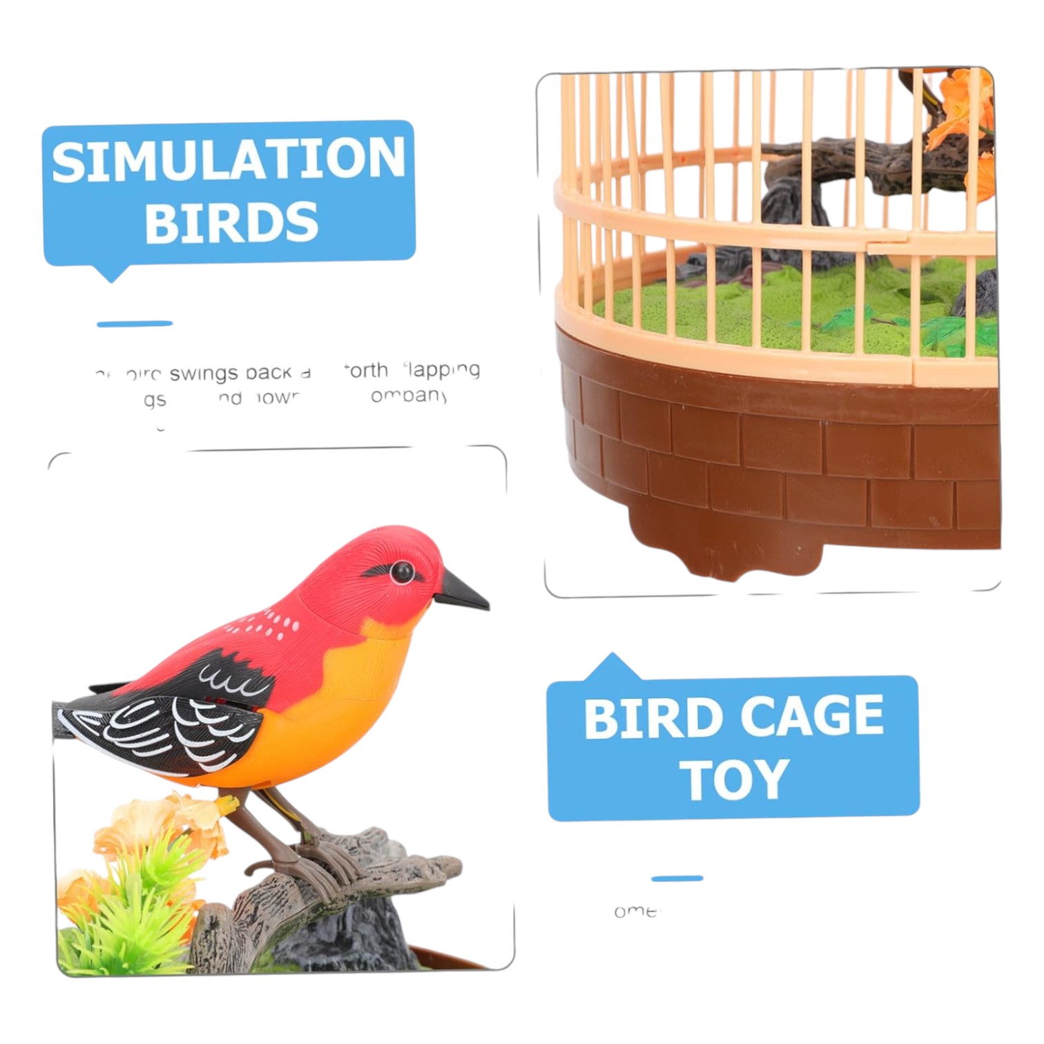 Pájaro Cantor Electrónico Activado Por Sonido – Movimiento Y Gorjeo Realista – Decoración De Hogar Y Oficina