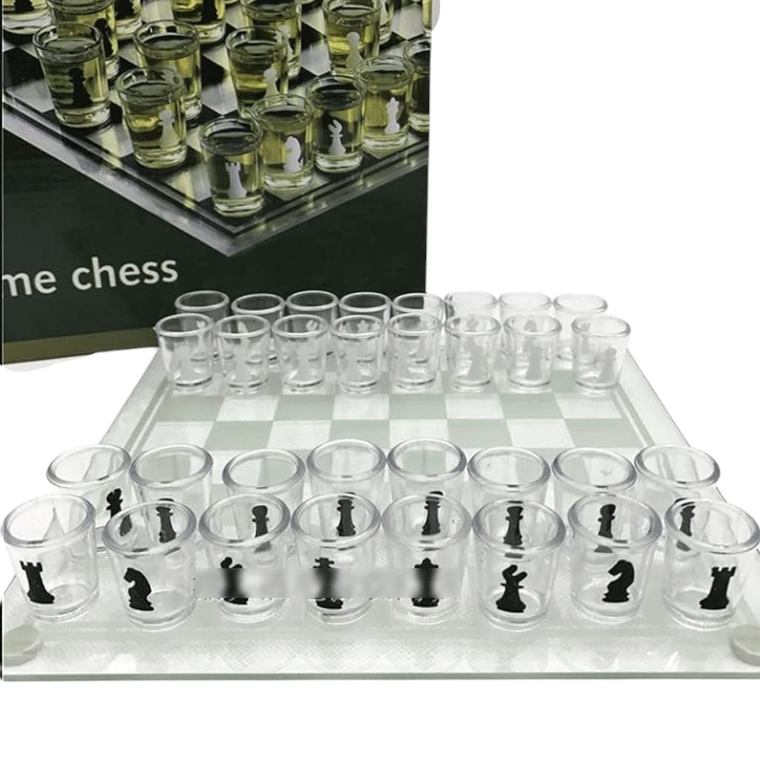 AJEDREZ INVENCIBLE CRISTAL SHOPERO TRAGOS CHUPITO MZ90 - 3