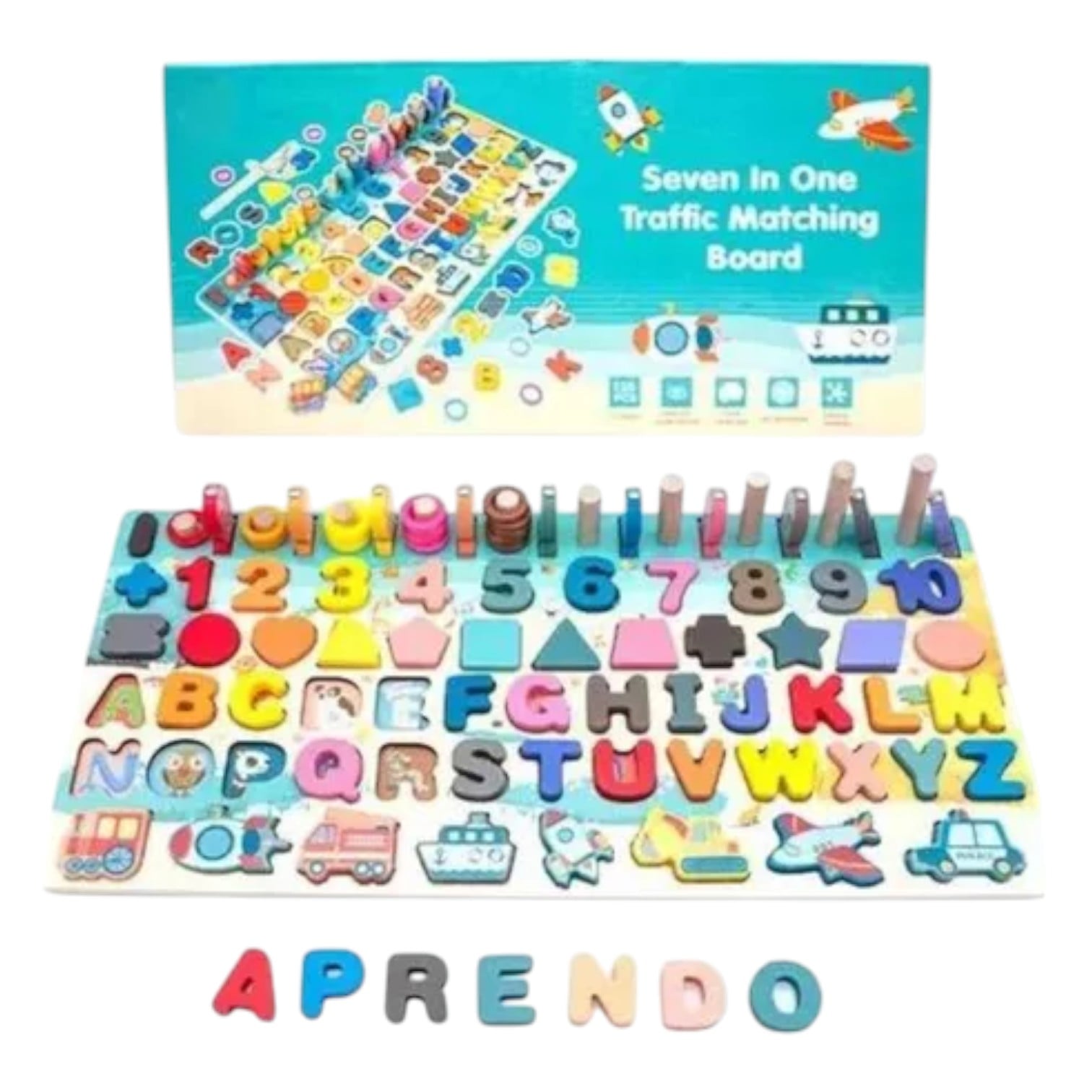 TABLERO INVENCIBLE EDUCATIVO MONTESSORI LETRAS NÚMEROS FIGURAS NC23 - 1