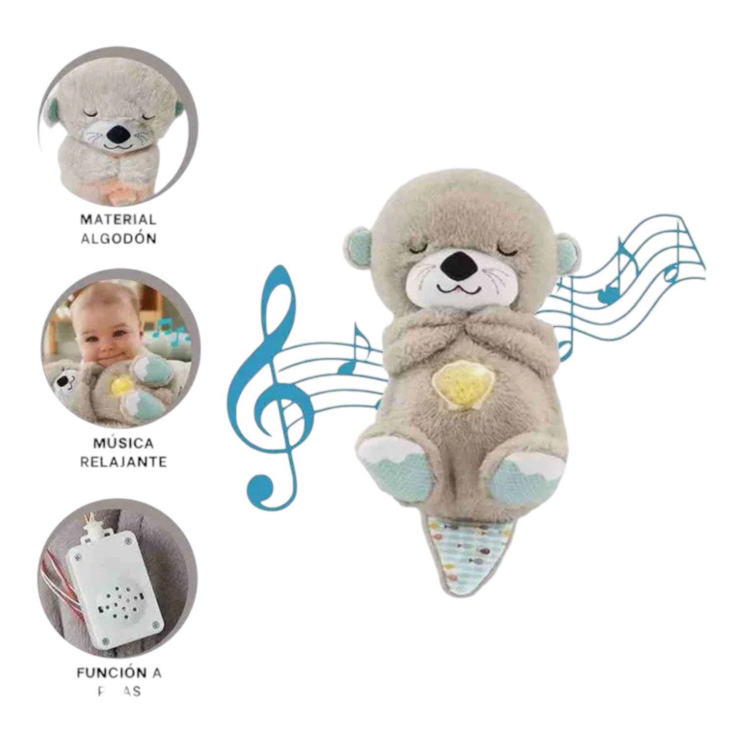 PELUCHE NUTRIA ANTI ESTRÉS RESPIRA SONIDO ILUMINACIÓN NC44 - 6