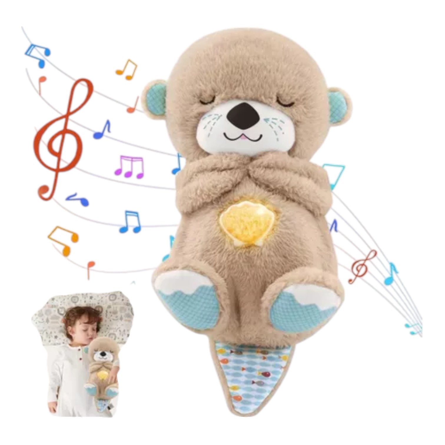 PELUCHE NUTRIA ANTI ESTRÉS RESPIRA SONIDO ILUMINACIÓN NC44 - 9