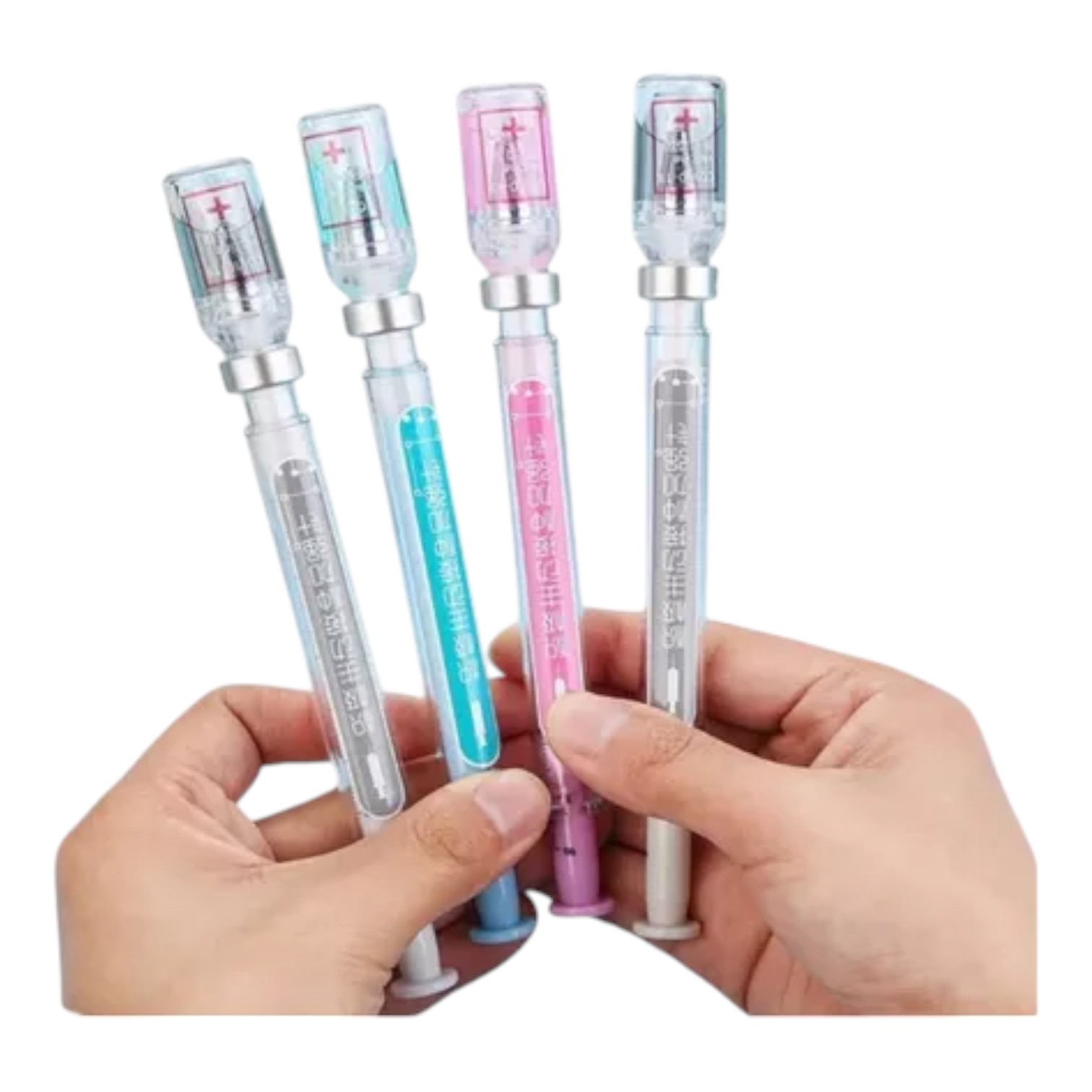 KIT 6 BOLIGRAFOS JERINGA LAPIZ GEL VACUNA LAPICERO NC60 - 1