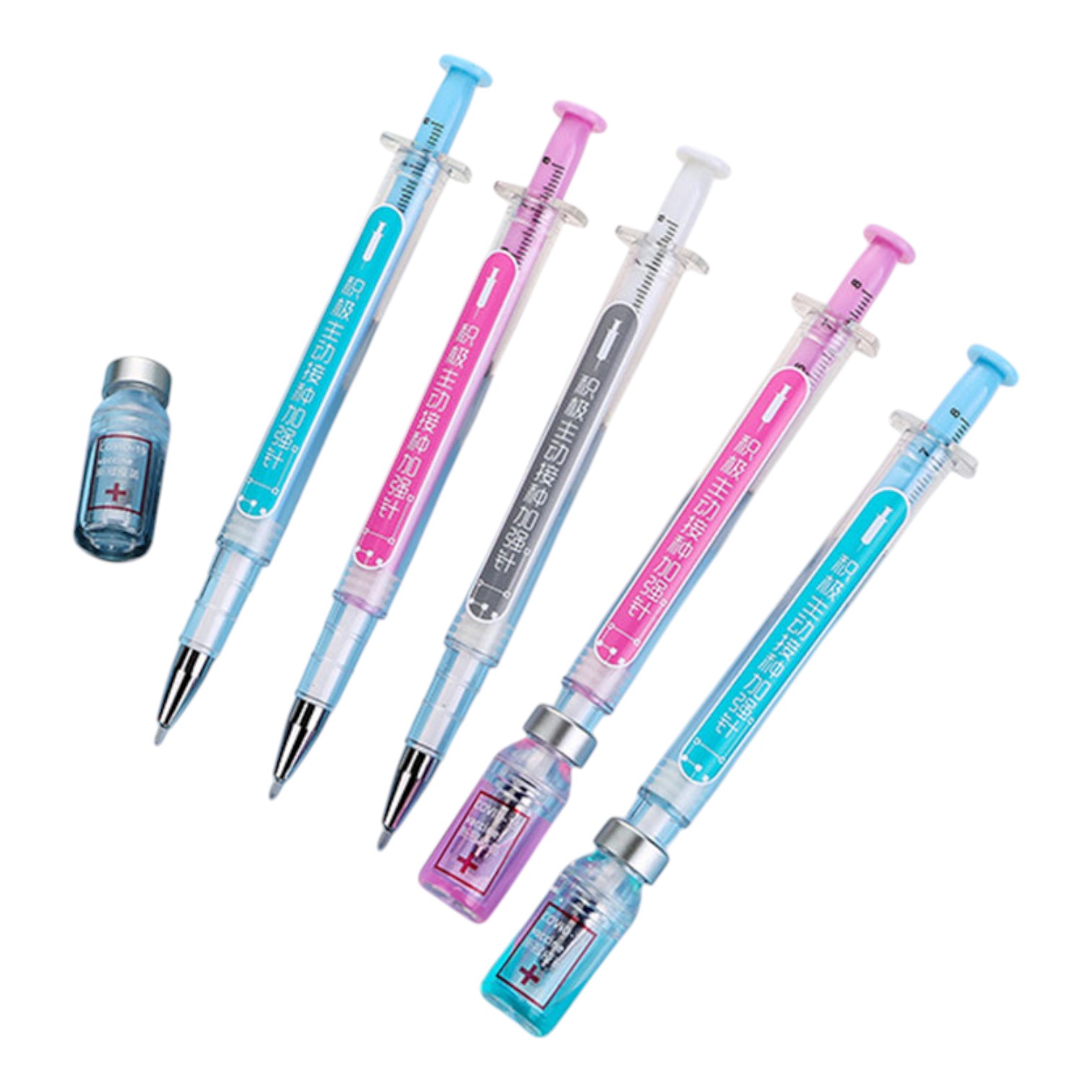 KIT 6 BOLIGRAFOS JERINGA LAPIZ GEL VACUNA LAPICERO NC60 - 3