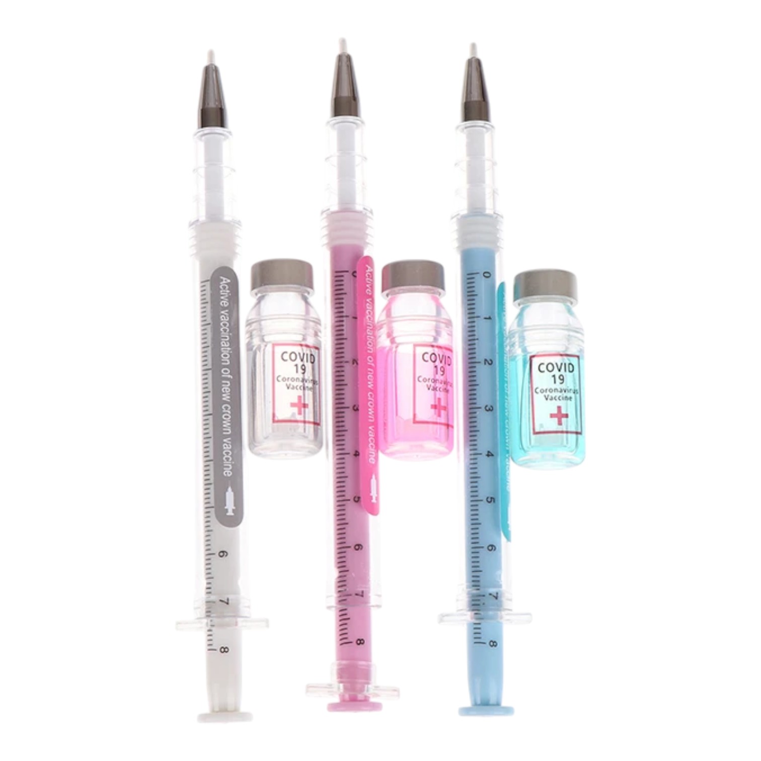 KIT 6 BOLIGRAFOS JERINGA LAPIZ GEL VACUNA LAPICERO NC60 - 4