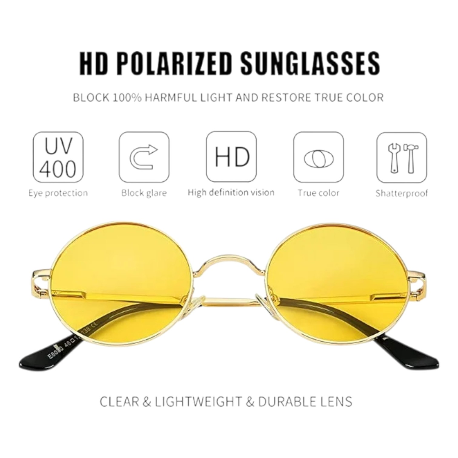 👓 LENTES VISION NOCTURNA TIPO LENNON POLARIZADOS Y SERIAL NC57 - 3