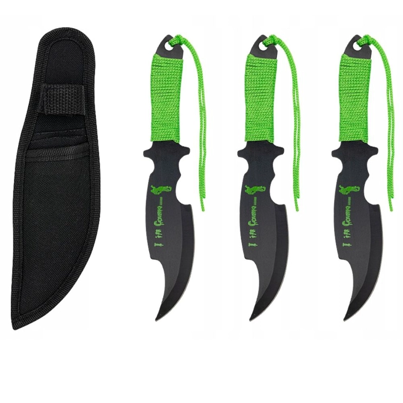 KIT 3 CUCHILLOS KUNAI SURVIVAL FULL TANG + FUNDA TACTICA - 3