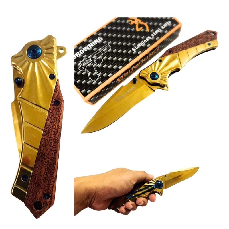 CUCHILLO TACTICO GOLD 368 RETRACTIL CAZA Y CAMPING AI19 - 2