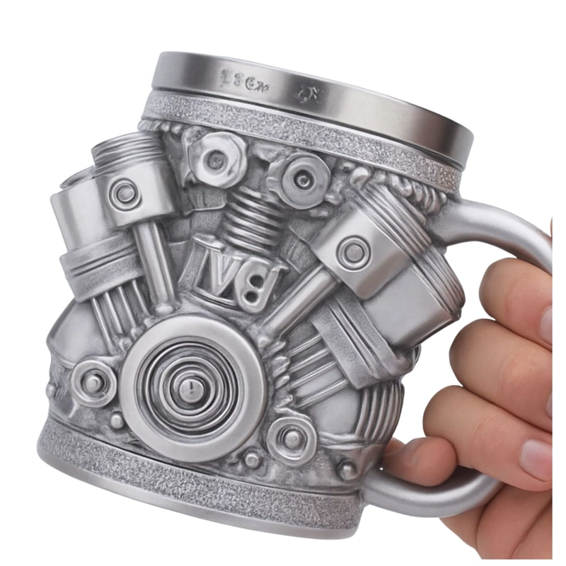 TAZA MOTOR V6  ACERO INOXIDABLE RESINA ND16 - 1