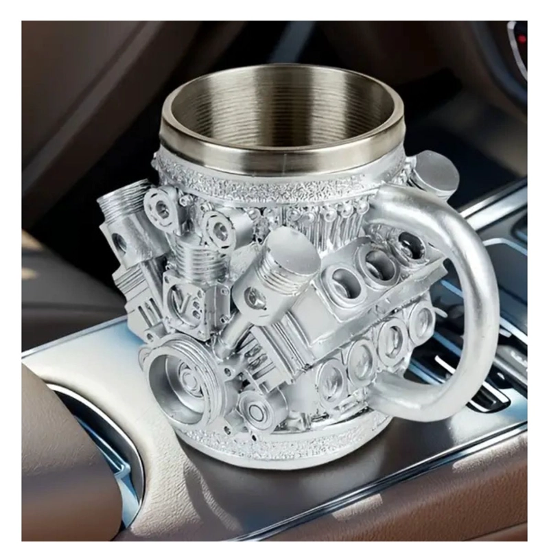TAZA MOTOR V6  ACERO INOXIDABLE RESINA ND16 - 5