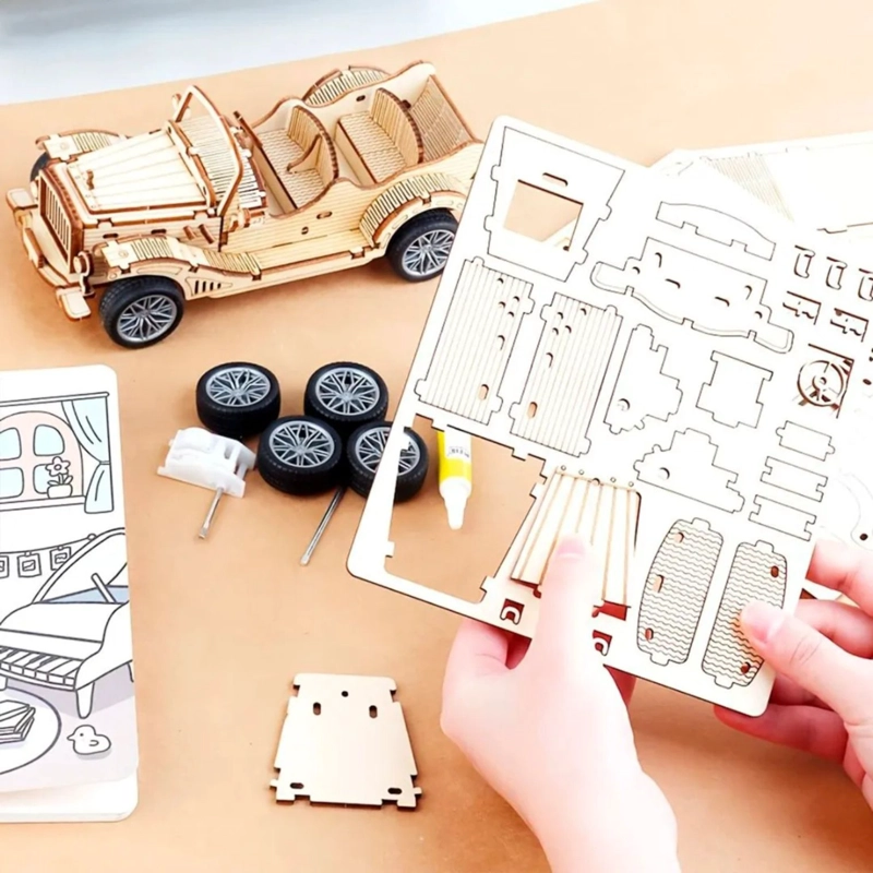 AUTO ARMABLE PUZZLE 3D DE MADERA CLASICO ND07 - 3