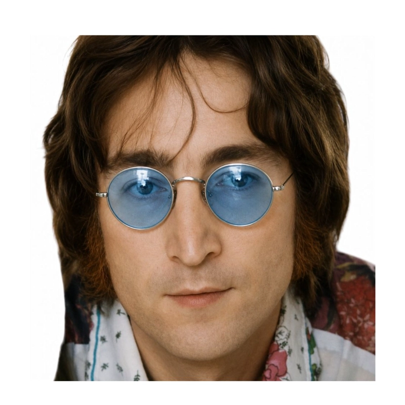 LENTES SOL REDONDAS VINTAGE METAL DORADO LENTES AZULES - 3