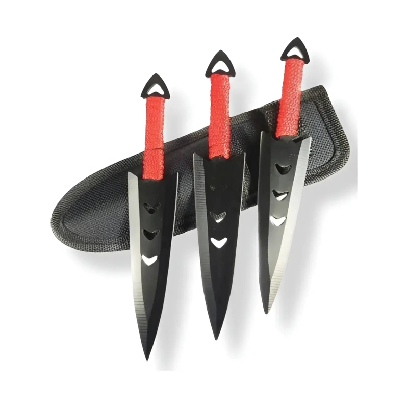 CUCHILLOS LANZAMIENTO ACERO NEGRO SET 3 - 2