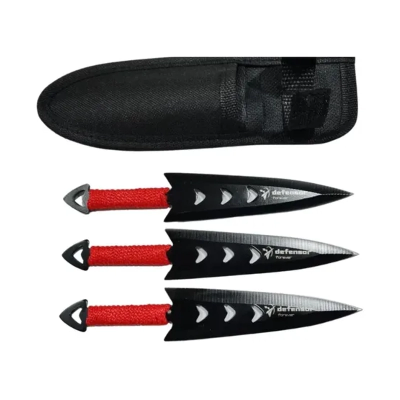 CUCHILLOS LANZAMIENTO ACERO NEGRO SET 3 - 6