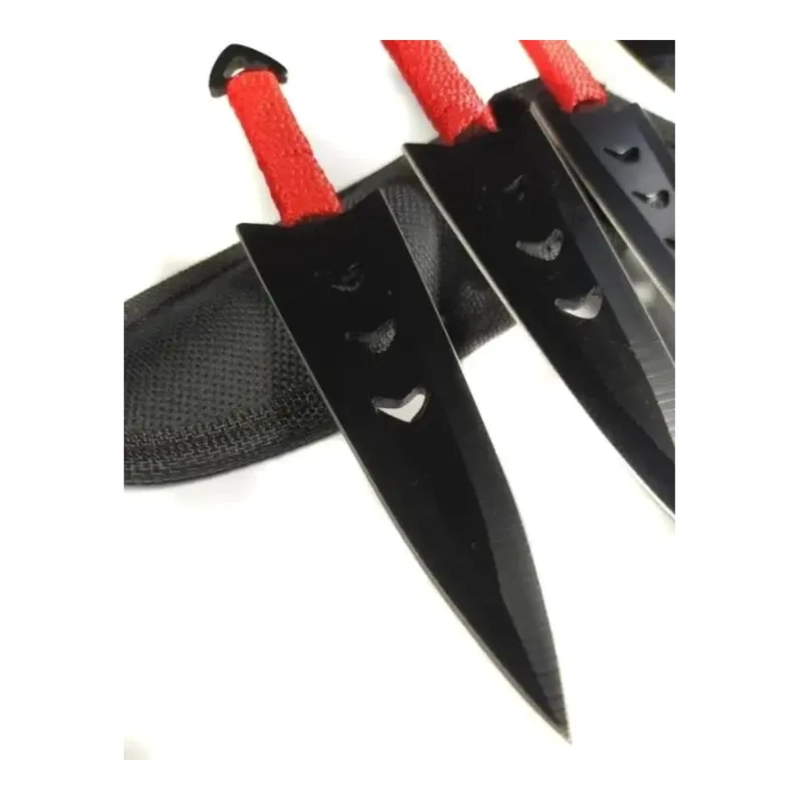 CUCHILLOS LANZAMIENTO ACERO NEGRO SET 3 - 4