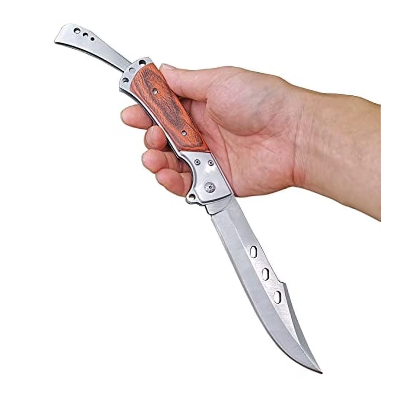 CUCHILLO PLEGABLE ACERO INOXIDABLE MANGO MADERA - 5