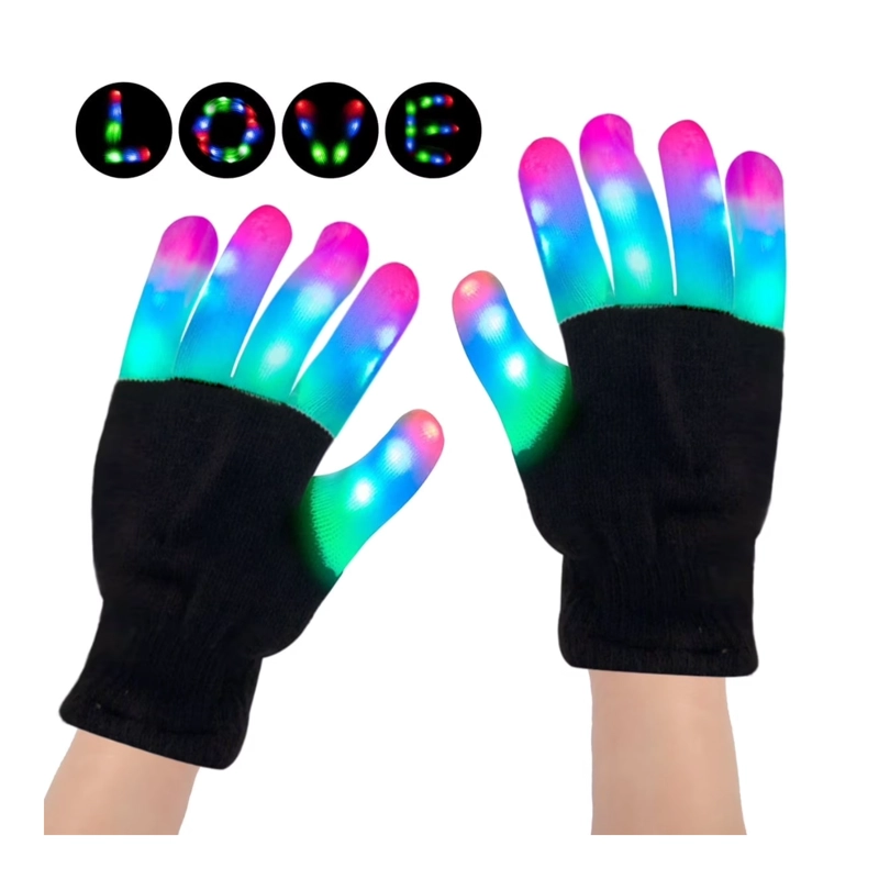 GUANTES LED DEDOS ILUMINADOS RAVE FIESTA - 1