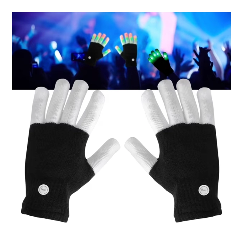 GUANTES LED DEDOS ILUMINADOS RAVE FIESTA - 2