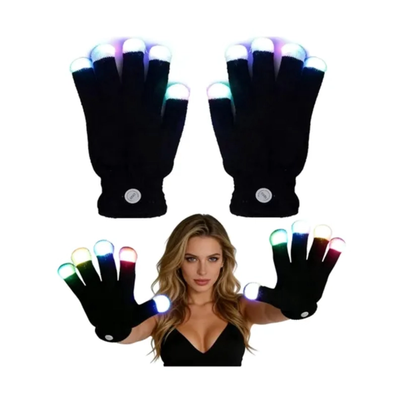 GUANTES LED DEDOS ILUMINADOS RAVE FIESTA - 3