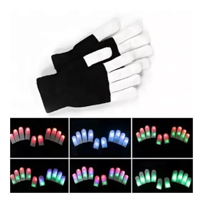 GUANTES LED DEDOS ILUMINADOS RAVE FIESTA - 8