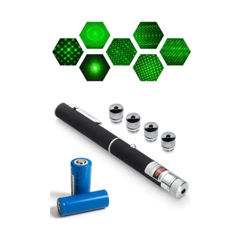 PUNTERO LASER VERDE RECARGABLE 5 PATRONES Y CALEIDOSCOPIO - 4
