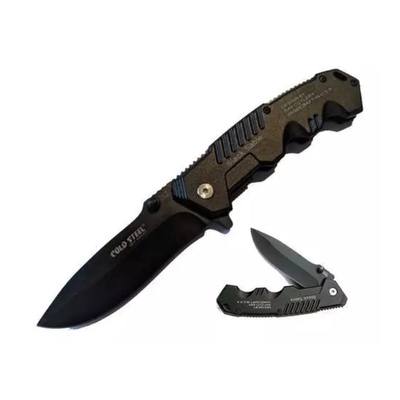 NAVAJA PLEGABLE ACERO INOXIDABLE CAMPING NEGRO BLACK STEEL - 4