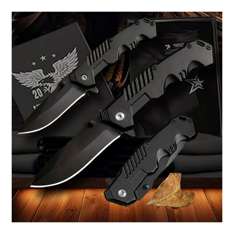 NAVAJA PLEGABLE ACERO INOXIDABLE CAMPING NEGRO BLACK STEEL - 5
