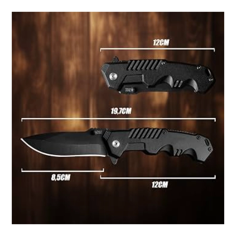 NAVAJA PLEGABLE ACERO INOXIDABLE CAMPING NEGRO BLACK STEEL - 6