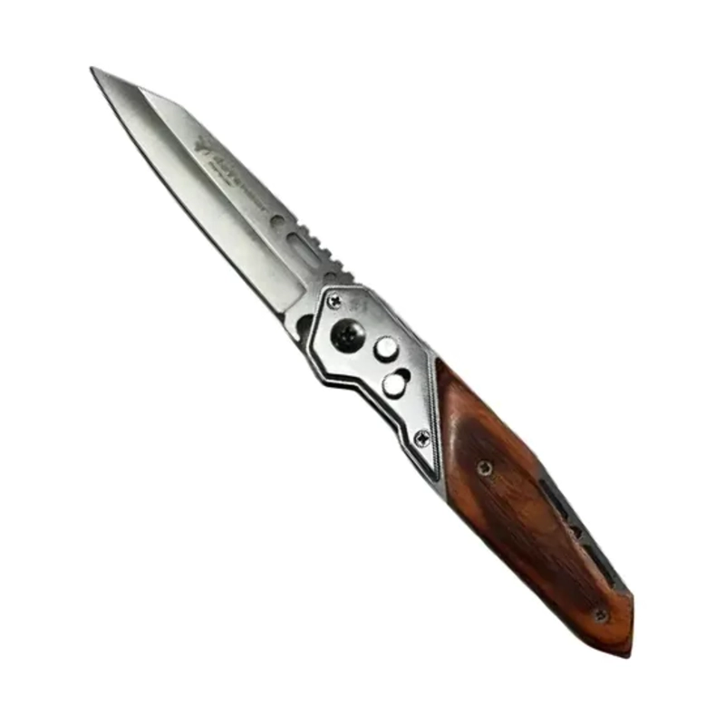 NAVAJA PLEGABLE NOGAL AUTOMATICA ACERO INOXIDABLE - 2