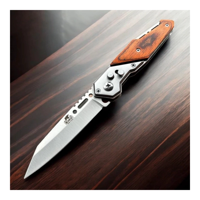 NAVAJA PLEGABLE NOGAL AUTOMATICA ACERO INOXIDABLE - 6