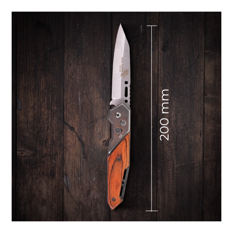 NAVAJA PLEGABLE NOGAL AUTOMATICA ACERO INOXIDABLE - 7