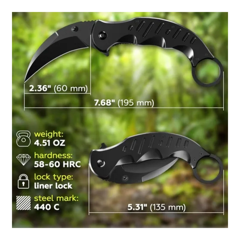 CUCHILLO KARAMBIT PLEGABLE ACERO 440C NAVAJA - 3