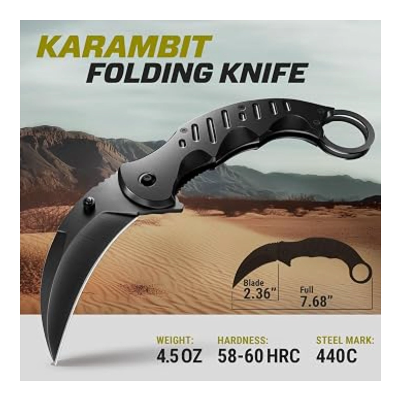CUCHILLO KARAMBIT PLEGABLE ACERO 440C NAVAJA - 4