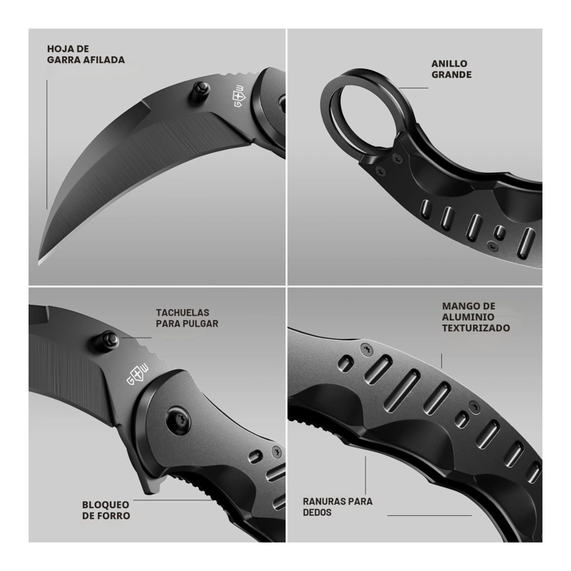 CUCHILLO KARAMBIT PLEGABLE ACERO 440C NAVAJA - 6