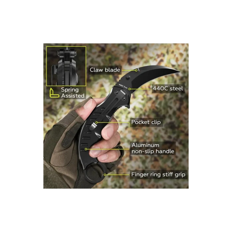 CUCHILLO KARAMBIT PLEGABLE ACERO 440C NAVAJA - 9