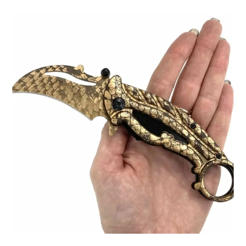 KARAMBIT PATRON SERPIENTE DORADO HOJA CURVA - 1