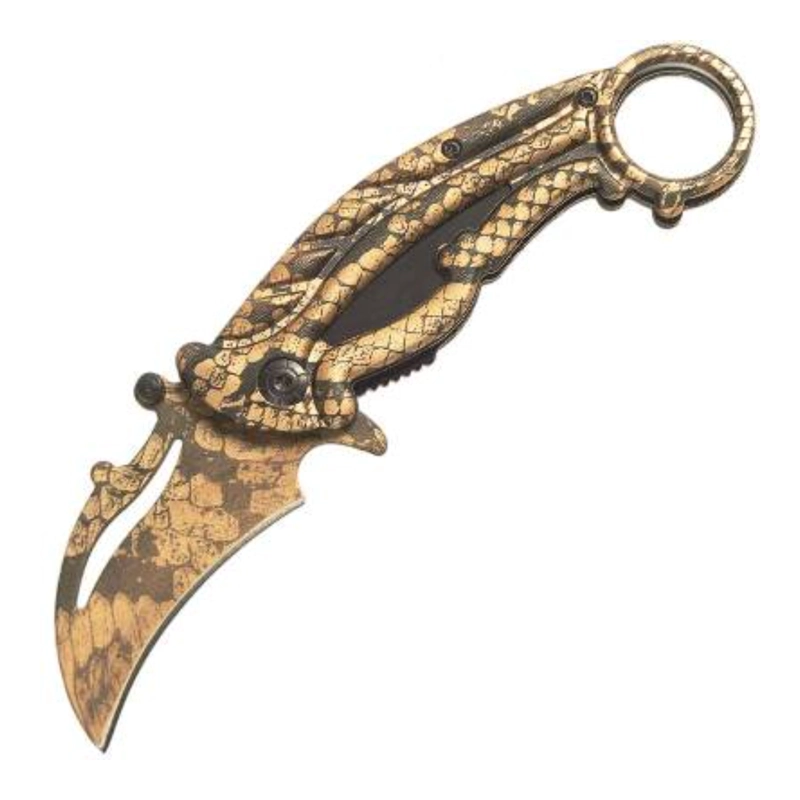 KARAMBIT PATRON SERPIENTE DORADO HOJA CURVA - 2