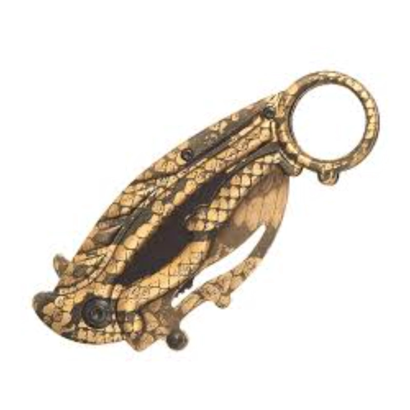 KARAMBIT PATRON SERPIENTE DORADO HOJA CURVA - 4