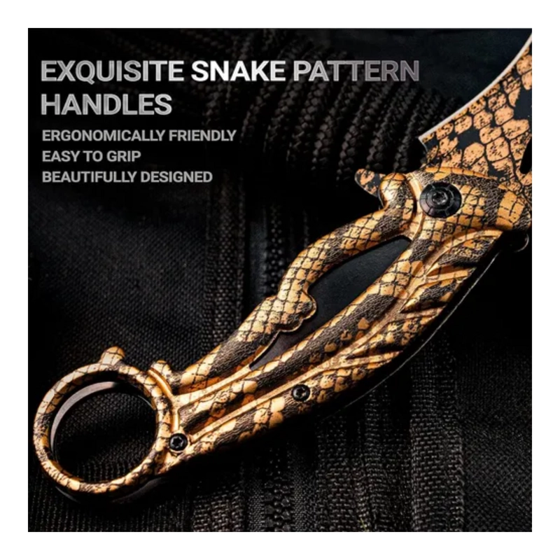 KARAMBIT PATRON SERPIENTE DORADO HOJA CURVA - 5