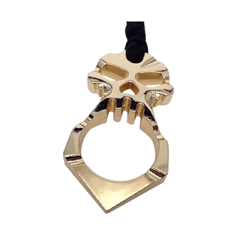MANOPLA ANILLO PUÑO CALAVERA METAL CON CORDON - 2