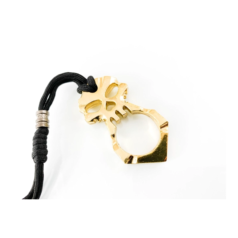 MANOPLA ANILLO PUÑO CALAVERA METAL CON CORDON - 4
