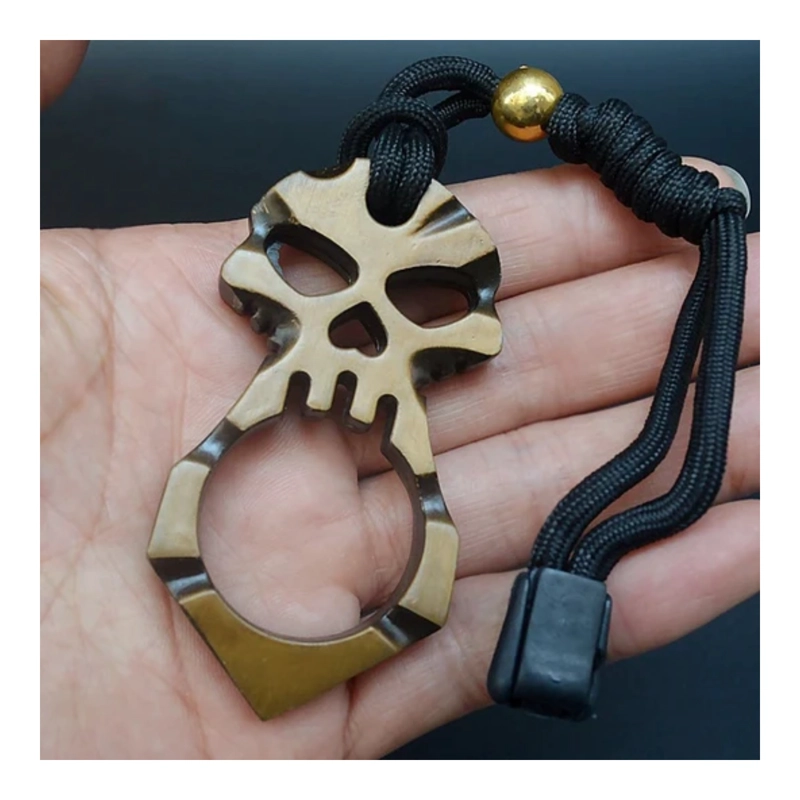 MANOPLA ANILLO PUÑO CALAVERA METAL CON CORDON - 5