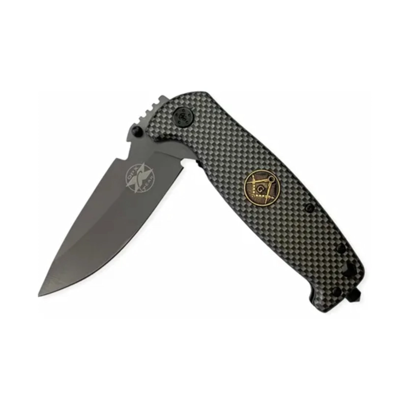 CUCHILLO PLEGABLE TIPO FIBRA CARBONO MASONERIA LOGIA - 1