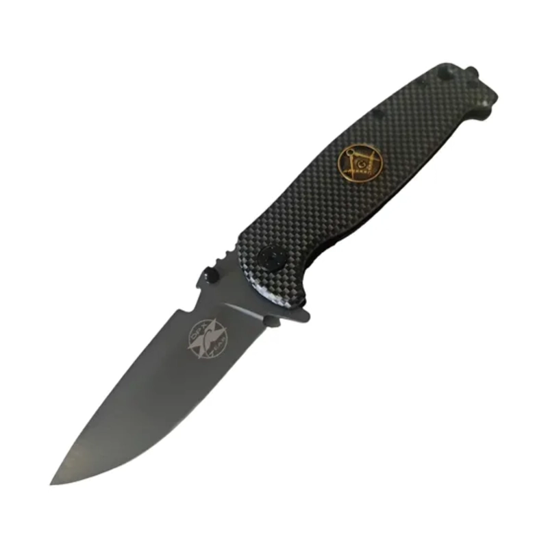 CUCHILLO PLEGABLE TIPO FIBRA CARBONO MASONERIA LOGIA - 2